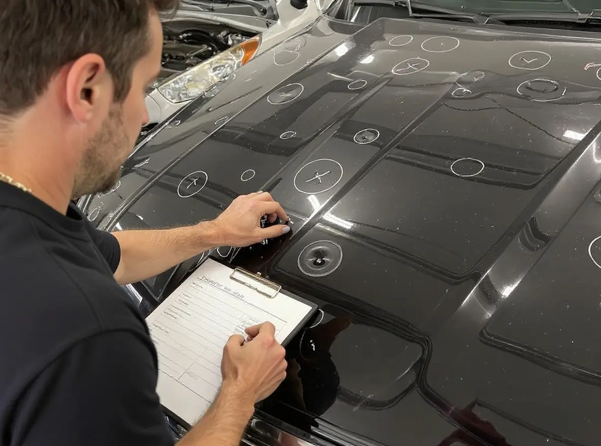 Insurance supplement documentation for hail damage paintless dent repair in Olathe