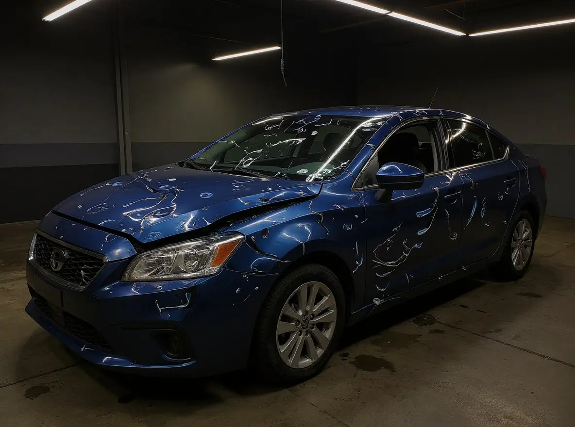 Total loss threshold assessment for hail-damaged vehicle