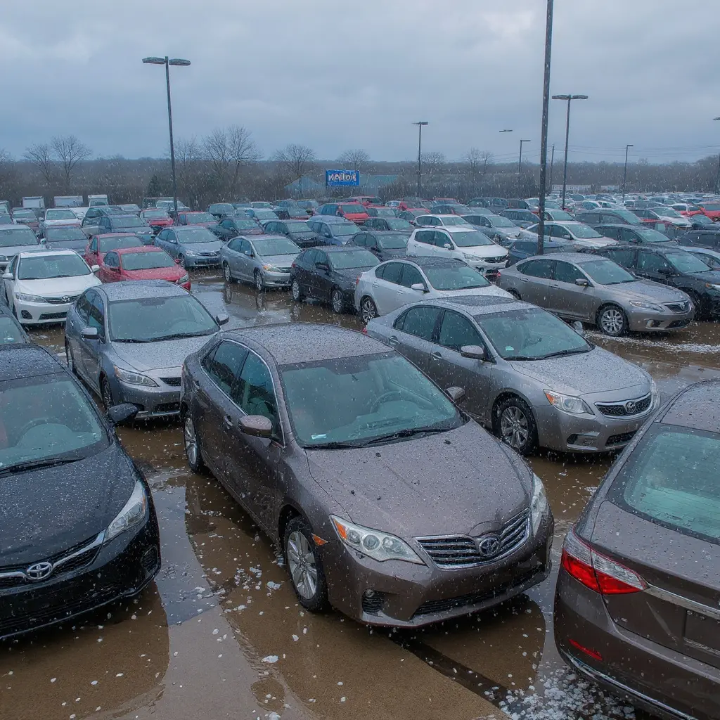 Commercial fleet hail damage repair on dealer lot vehicles in Olathe, Kansas